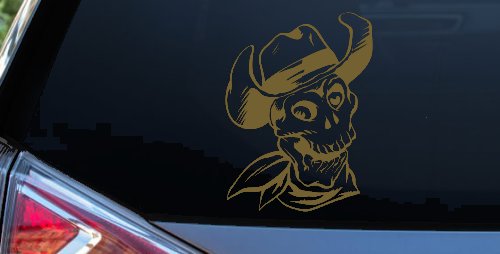 Western Cowboy Skull Car or Truck Window Decal Sticker (Gold)