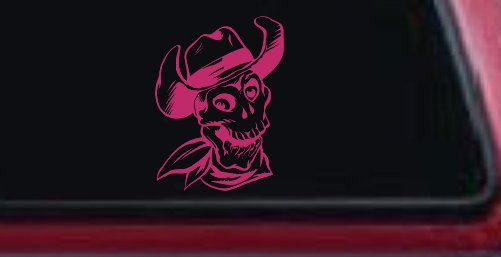 Western Cowboy Skull Car or Truck Window Decal Sticker (Hot Pink)