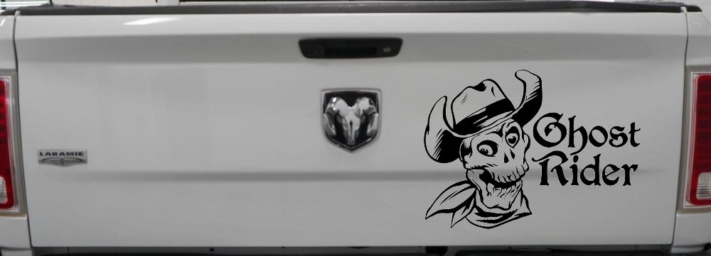 Ghost Rider Cowboy Skull Car or Truck Window Decal Sticker (Black)