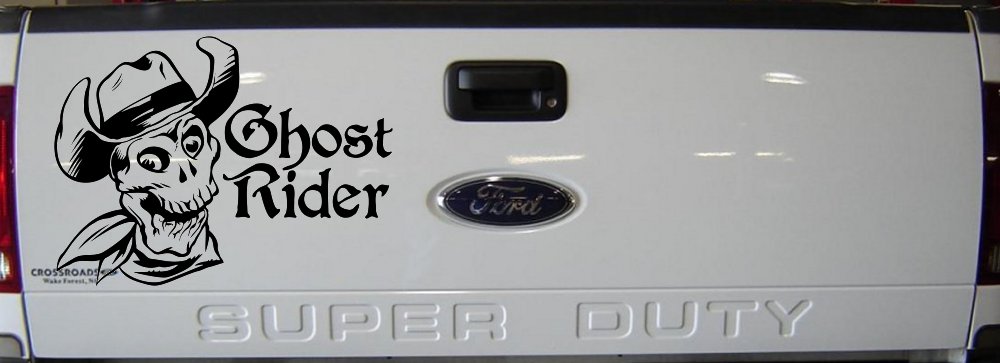 Ghost Rider Cowboy Skull Car or Truck Window Decal Sticker (Matte Black)