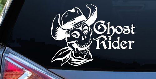 Ghost Rider Cowboy Skull Car or Truck Window Decal Sticker (White)