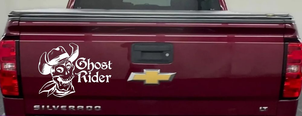 Ghost Rider Cowboy Skull Car or Truck Window Decal Sticker (White)
