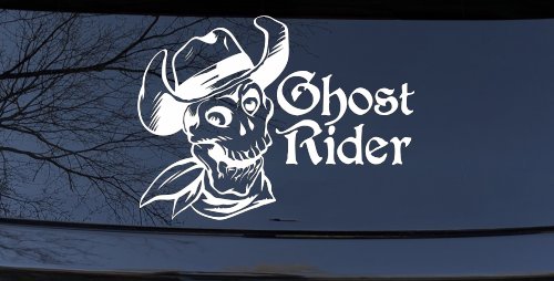 Ghost Rider Cowboy Skull Car or Truck Window Decal Sticker (White)
