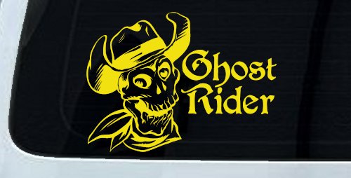 Ghost Rider Cowboy Skull Car or Truck Window Decal Sticker (Yellow)