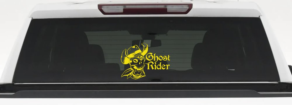 Ghost Rider Cowboy Skull Car or Truck Window Decal Sticker (Yellow)