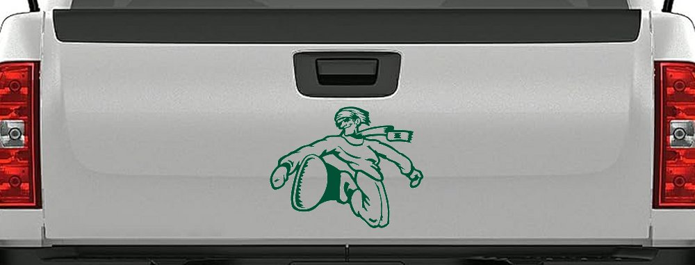 Snowboard Rider Sports Car or Truck Window Decal Sticker (Dark Green)