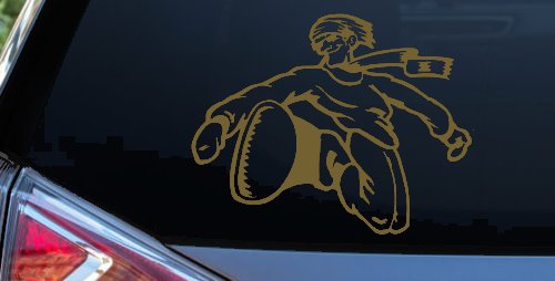 Snowboard Rider Sports Car or Truck Window Decal Sticker (Gold)