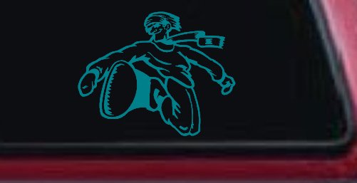 Snowboard Rider Decal Sticker for Car Truck Window Vinyl (Turquoise Blue)