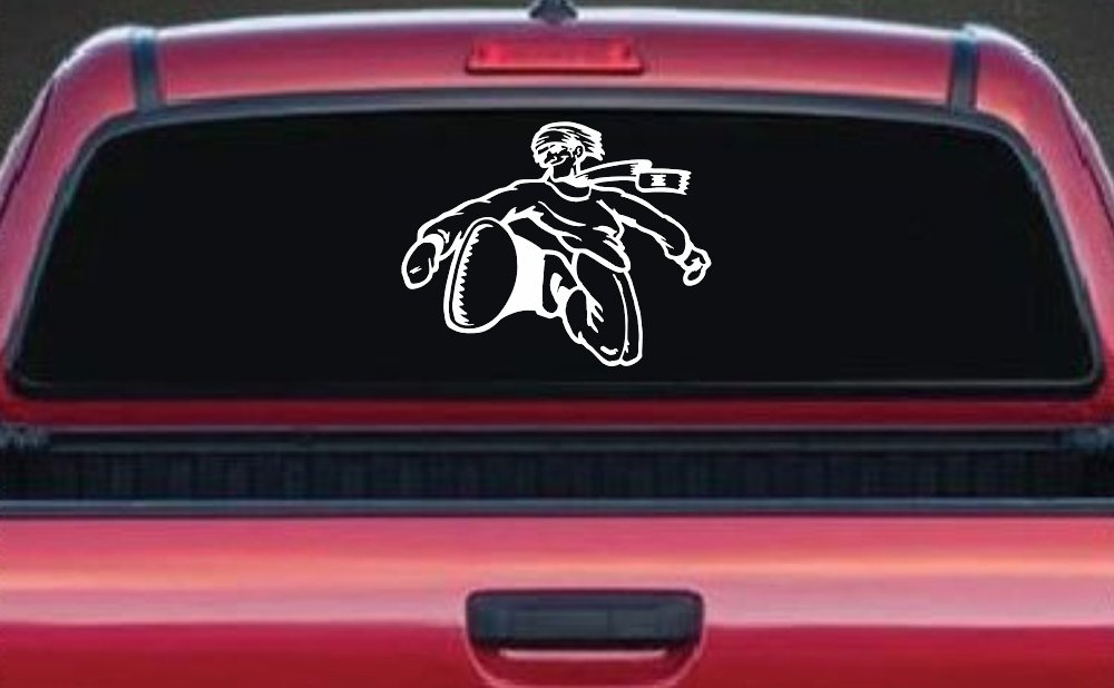 Snowboard Rider Sports Car or Truck Window Decal Sticker (White)