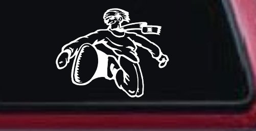 Snowboard Rider Sports Car or Truck Window Decal Sticker (White)