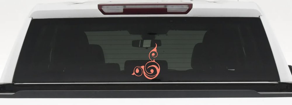 Inside Corner Swirl Car or Truck Window Decal Sticker (Coral)