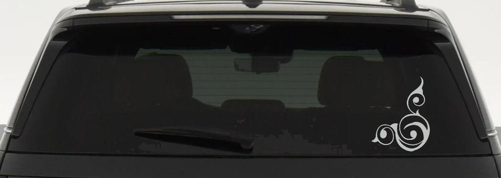 Inside Corner Swirl Car or Truck Window Decal Sticker (Light Gray)