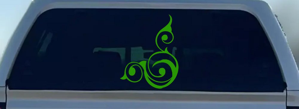 Inside Corner Swirl Car or Truck Window Decal Sticker (Lime)