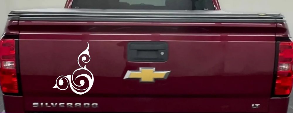 Inside Corner Swirl Car or Truck Window Decal Sticker (White)