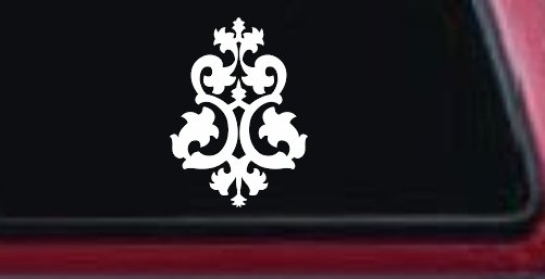 Swirl Vine Accents Car or Truck Window Decal Sticker (White)
