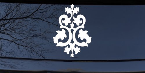Swirl Vine Accents Car or Truck Window Decal Sticker (White)
