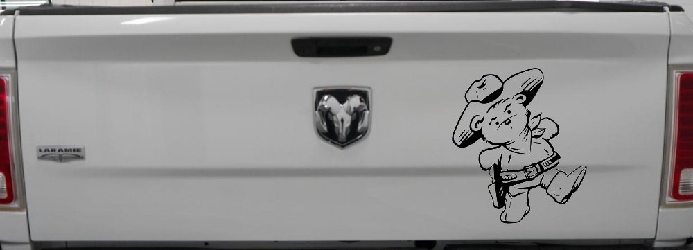 Cowboy Western Teddy Bear Western Car or Truck Window Decal Sticker (Black)