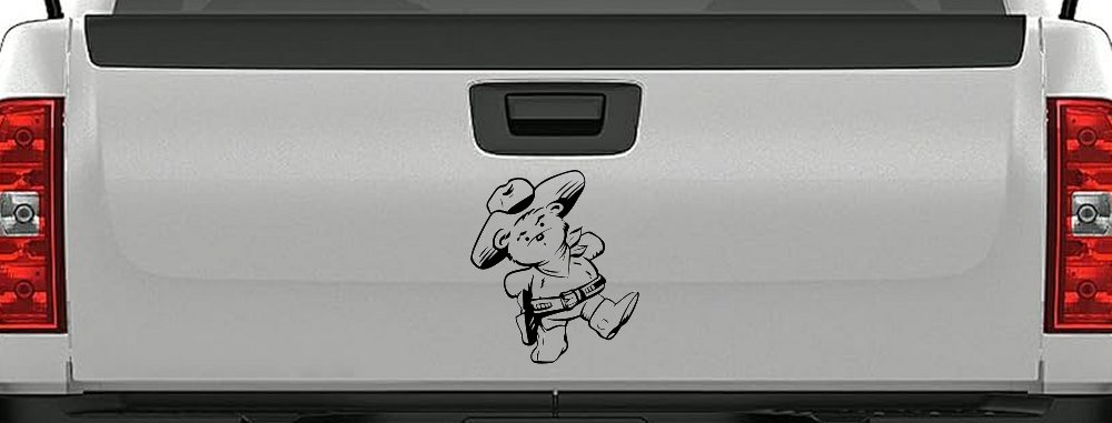 Cowboy Western Teddy Bear Western Car or Truck Window Decal Sticker (Black)
