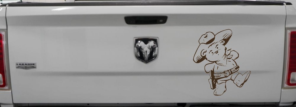 Cowboy Western Teddy Bear Western Car or Truck Window Decal Sticker (Brown)