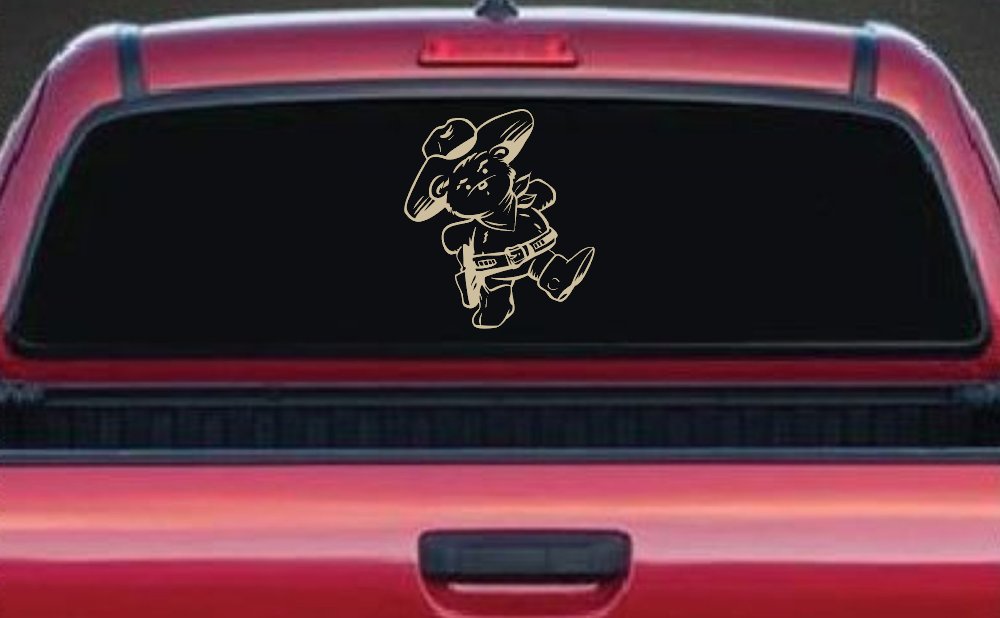 Cowboy Western Teddy Bear Western Car or Truck Window Decal Sticker (Desert Sand)