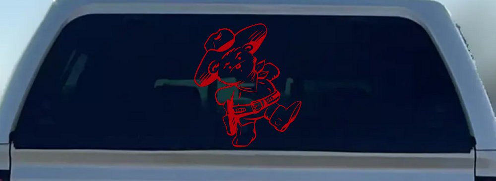 Cowboy Western Teddy Bear Western Car or Truck Window Decal Sticker (Red)
