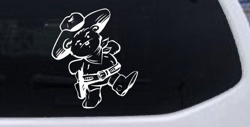 Cowboy Teddy Bear Decal Western Truck Car Window Vinyl Sticker (White)
