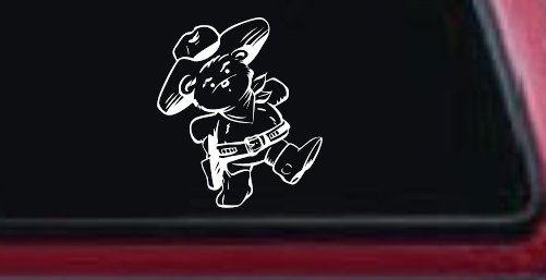 Cowboy Western Teddy Bear Western Car or Truck Window Decal Sticker (White)