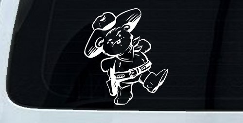 Cowboy Western Teddy Bear Western Car or Truck Window Decal Sticker (White)