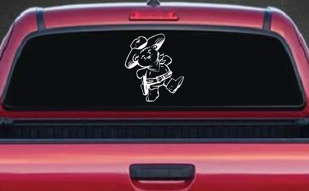 Cowboy Western Teddy Bear Western Car or Truck Window Decal Sticker (White)
