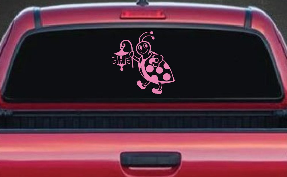 Cute Ladybug With Lantern Car or Truck Window Decal Sticker