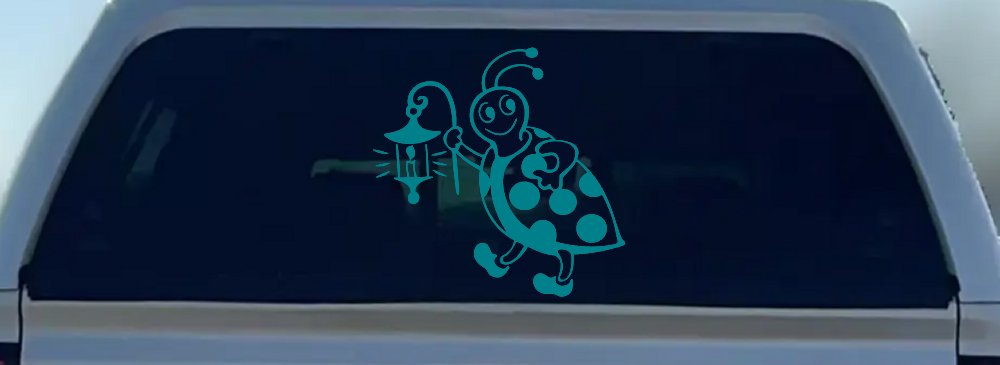 Cute Ladybug With Lantern Car or Truck Window Decal Sticker