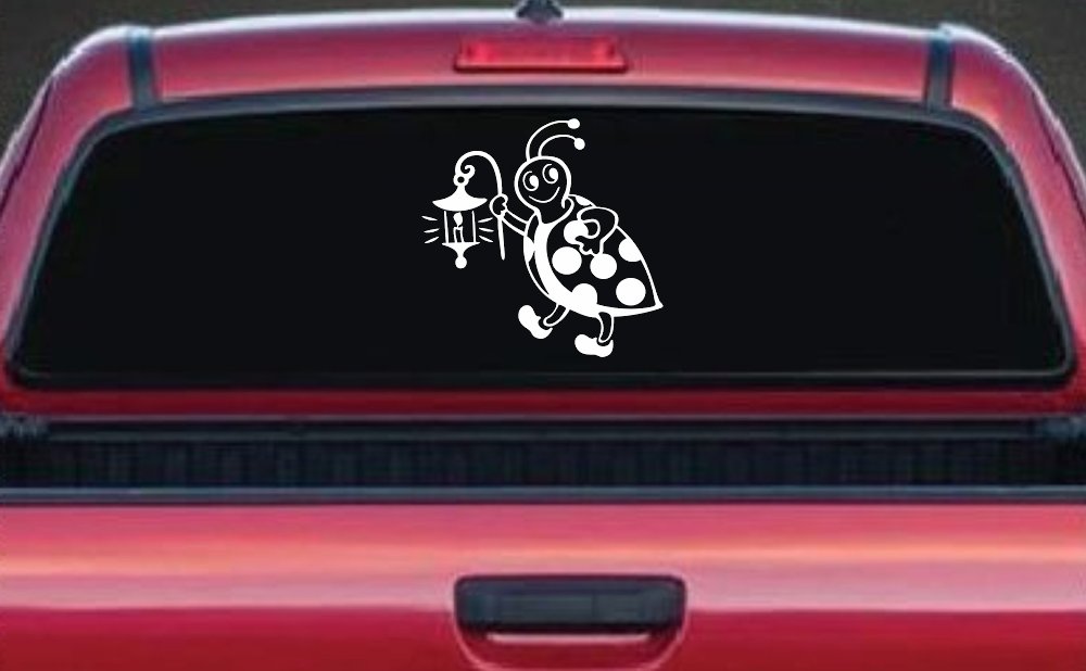 Cute Ladybug With Lantern Car or Truck Window Decal Sticker