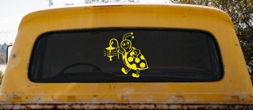 Cute Ladybug With Lantern Car or Truck Window Decal Sticker