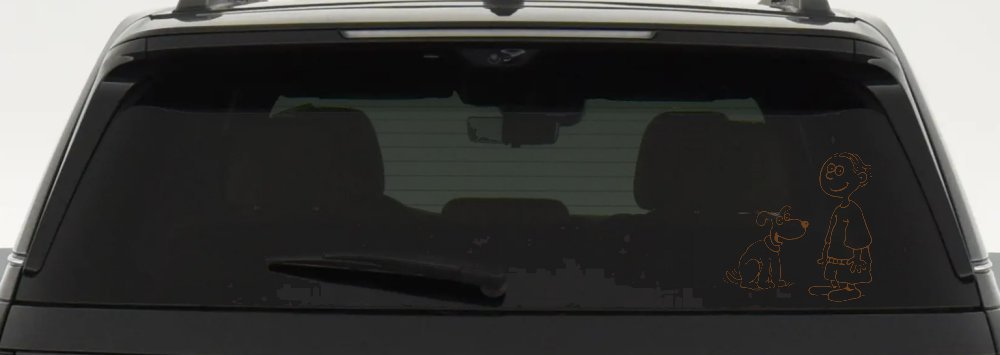 Child With Dog Stick Family Car or Truck Window Decal Sticker (Copper)
