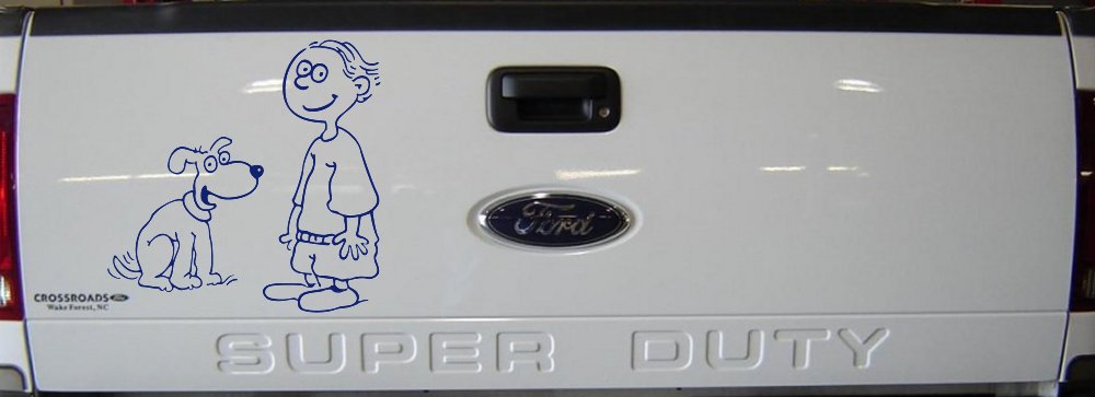 Child With Dog Stick Family Car or Truck Window Decal Sticker (Navy)