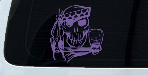 Native American Indian Skull with Tomahawk Skulls Car or Truck Window Decal Sticker