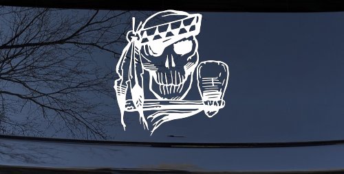 Native American Indian Skull with Tomahawk Skulls Car or Truck Window Decal Sticker
