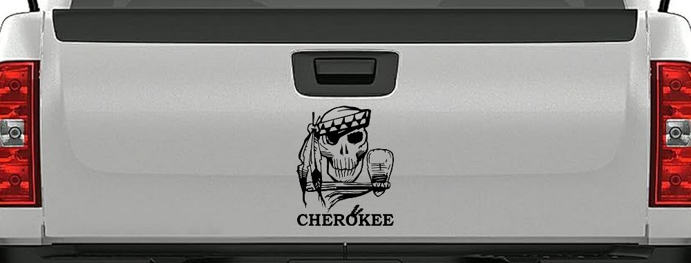 Cherokee Native American Indian Skull and Tomahawk Skulls Car or Truck Window Decal Sticker