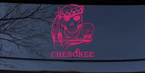 Cherokee Native American Indian Skull and Tomahawk Skulls Car or Truck Window Decal Sticker