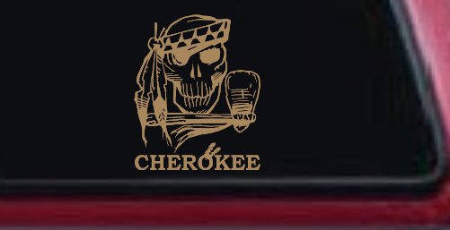 Cherokee Native American Indian Skull and Tomahawk Skulls Car or Truck Window Decal Sticker