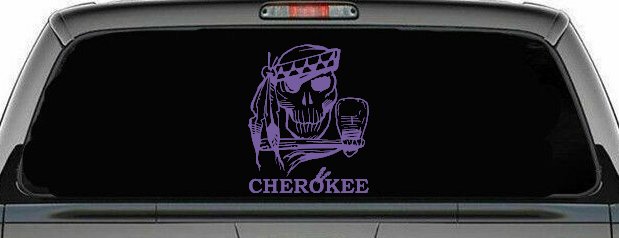 Cherokee Native American Indian Skull and Tomahawk Skulls Car or Truck Window Decal Sticker