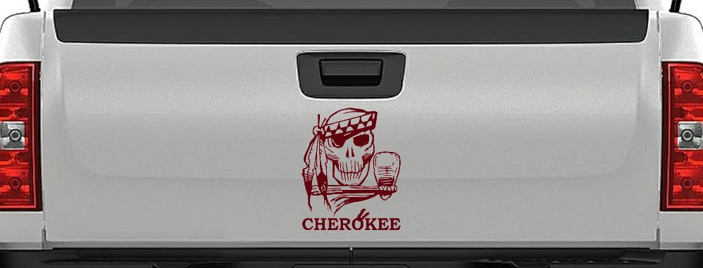 Cherokee Native American Indian Skull and Tomahawk Skulls Car or Truck Window Decal Sticker