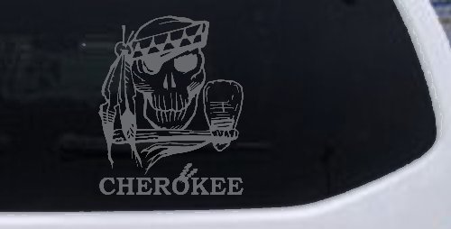 Cherokee Native American Indian Skull and Tomahawk Skulls Car or Truck Window Decal Sticker
