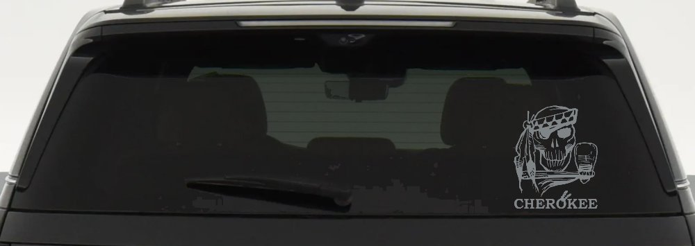 Cherokee Native American Indian Skull and Tomahawk Skulls Car or Truck Window Decal Sticker