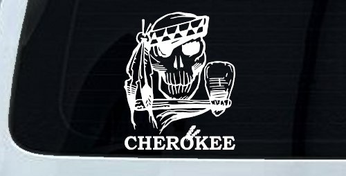 Cherokee Native American Indian Skull and Tomahawk Skulls Car or Truck Window Decal Sticker