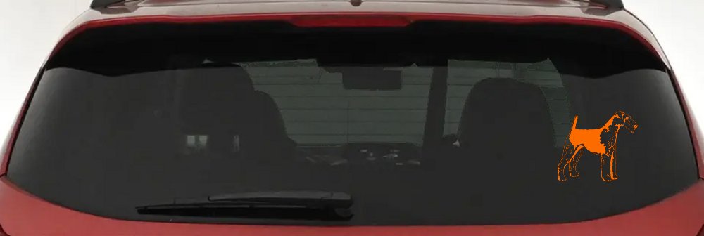 Airedale Terrier Dog Car or Truck Window Decal Sticker (Orange)