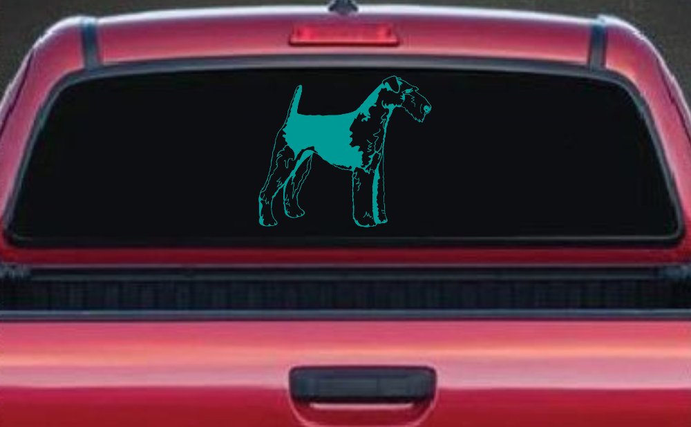 Airedale Terrier Dog Car or Truck Window Decal Sticker (Turquoise)