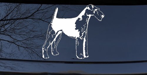 Airedale Terrier Car Decal - Window Sticker for Dogs & Trucks (White)