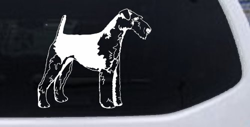 Airedale Terrier Car Decal - Window Sticker for Dogs & Trucks (White)