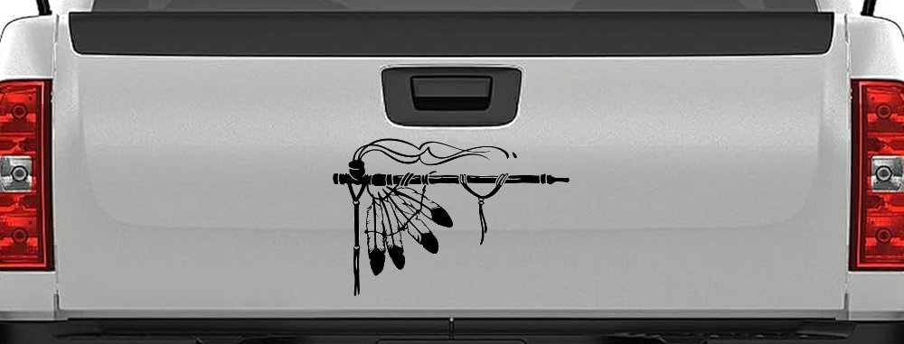 Native American Indian Peace Pipe Western Car or Truck Window Decal Sticker (Black)